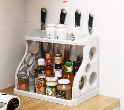 China Double Layer Plastic Seasoning Rack Viable Seasoning Rack Multifunctional Seasoning Rack Bottle Knife Shelving Storage for sale