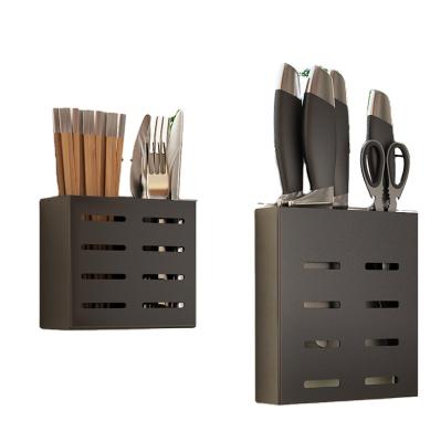 China Morden Factory Supply Manufacturer Kitchen Black Wall Metal Storage Knife Holder Rack for sale