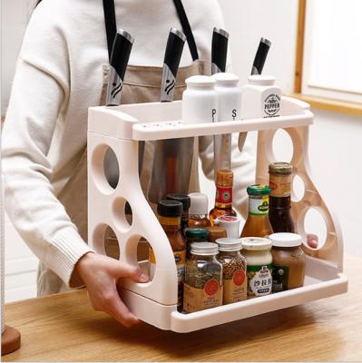 China Double Layer Plastic Seasoning Rack Viable Seasoning Rack Multifunctional Seasoning Rack Bottle Knife Shelving Storage for sale