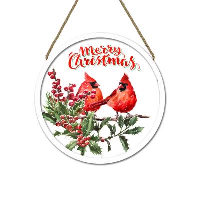 China Beautiful Modern China Jinyi PVC Wall Artwork Christmas Cardinals With Holly Print Christmas Decor for sale