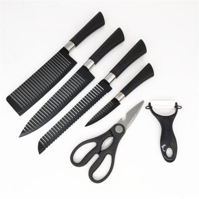 China Stocked Most Selling Products Clip Style Knife Six-piece Black Knife Set For Professional Chef for sale