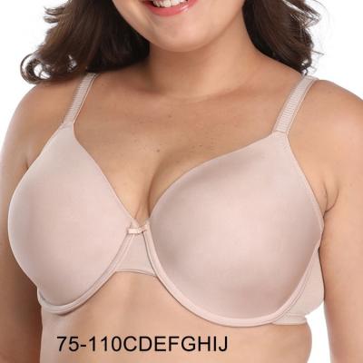 China New Antibacterial Full Coverage 40 Sizes Plus Underwire Seamless Pure Color Cotton Big Shelf Thin Cup Lingerie Bra Top For Woman for sale