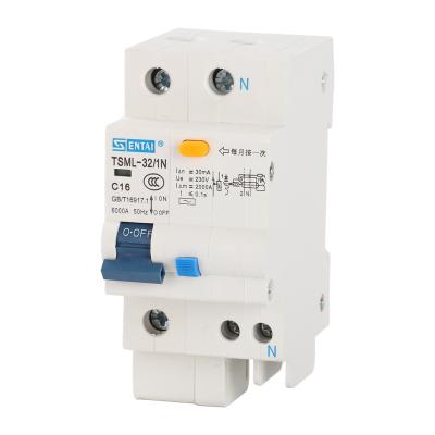 China SENTAI TSML-32 1P+N MCB RCBO 6/10/16/20/25/32 Amp Miniature Earth Leakage Circuit Breakers AC 230V 400V 6KA for sale