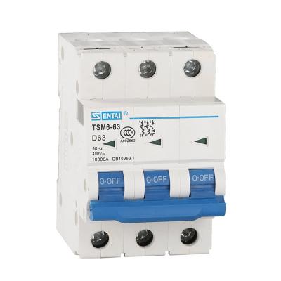 China SENTAI TSM6-63 25A 32A 40A 50A 63A 3pole 3P 3 Pole Miniature Circuit Breakers 10KA AC 220V 400V 10KA Mini Circuit Breakers MCB for sale