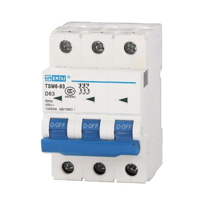 China SENTAI TSM6-63 16A 20A 25A 32A 40A 50A 63A Circuit Breaker 10KA 3pole 3P 3 Pole Mini MCB AC Miniature Circuit Breakers 10KA for sale