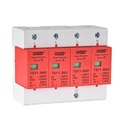 China SENTAI SPD Surge Protector 60KA 100KA 385V 4 Pole 4P 4pole DC AC SPD Lightning Protection Devices TSY1-B60 for sale