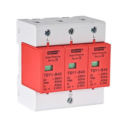 China SENTAI SPD TSY1-B40 Electric Power Lightning Protection Surge Protector T2 40KVA 80KA 385V 3 Pole 3P AC AC Surge Protector Devices for sale