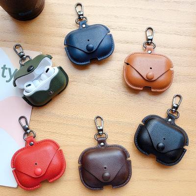 China Cute Case Fashion Business PU Leather Bags Earphone Case For Airpods 2 pro 3 Shockproof Cover With Buttons for sale