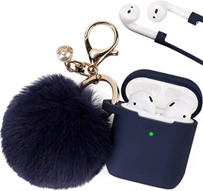 China 2021 Luxury New Soft Case Silicone Cases With Pom Pom Fox Fur Ball Keychain For AirPods 1 2 3 Cover Earphone Accessories For Women Handbags for sale