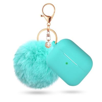 China Wholesale Anti-lost Proof Cute Soft Silicone Earphone Cases For AirPods Pro Cover With Pom Pom Fur Ball Keychain Portable Bags For AirPods for sale