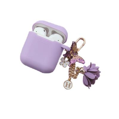 China With Butterfly Flower Key Chain Cases For AirPods Pro 3 Silicone Headphone Cover Device Earphone Accessories With Cute Shiny Butterfly Flower Keychain for sale