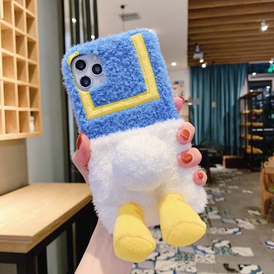 China Wholesale Cute IPhone 11 12 Pro Max Cover 3D Cartoon Fur Plush Duck Phone Cases For Fanshion for sale