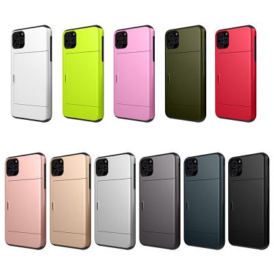 China Hot Selling Shockproof Rugged Shockproof Slide Card Slot Phone Cases For iPhone 11 12 Pro 7 8 Max Plus TPU PC Cover for sale