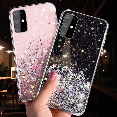 China High Quality Ultra Thin Transparent Anti-Drop Glitter Phone Cases For Samsung S21 Ultra S20 Plus Soft TPU Back Cover for sale