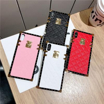 China 2021 Anti-drop Luxury Square Case TPU Leather Phone Case For iPhone 12 Pro SE 2020 Max Cover For Samsung for sale