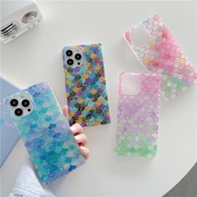 China Wholesale Shockproof Girls Fish Scales Pattern Cell Phone Case For iphone 13 12 11 pro Max High Quality Silicone Cover Shell Protector for sale