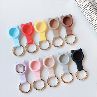 China Cute Cats Ear Shape Funny Candy Color Soft Cartroon Silicone Cases For AirTags Key Chain Anti-lost Cover Device for sale