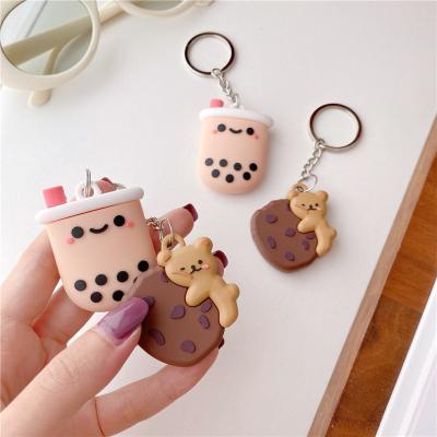 China 3D Cartoon Milk Tea Shockproof Cute Cookies Soft Silicone Cases For AirTags Pets Anti-Lost Tracker Key Key Chain Cover Device for sale