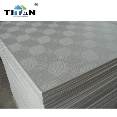 China New Arrival Artistic Ceilings PVC TITAN Faced Gypsum Ceiling Tile, Fashion PVC Gypsum Ceiling Tiles 600x600 for sale