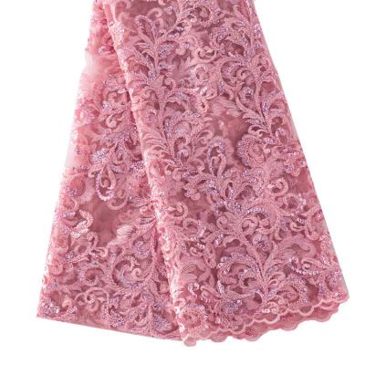 China Wholesale handmade chemical water soluble rosette lace design lace and exquisite mesh beads squins embroidery fabric for bride dress for sale