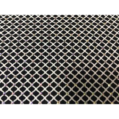 China Breathable Elastic Stretch Rhinestone Mesh Fabric Crystal Rhinestone Mesh Clear Glass Fabric For Clothes Shoes Bags for sale