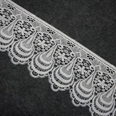 China Water Soluble Ready Stock Trim Lace White Clothing Accessories 12cm Width No Stretch Embroidered Water Soluble Lace Trims for sale