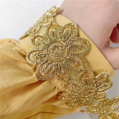 China Wholesales handmade guipure lace water soluble chemical balance embroidered lurex gold thread lace accessory lace for ladies fashion for sale