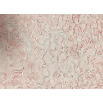 China New Breathable Design 3D Rose Flower Stripe Embroidery Velvet Fabric Tulle Tape Embroidery Fleece Fabric For Winter Garment Dress for sale