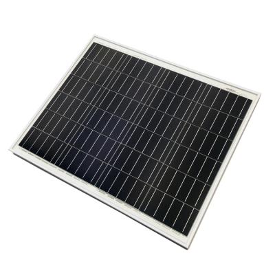 China 12 Volt Polycrystalline Glass Aluminum Frame High Efficiency 50 Watt Solar Panel For Outdoor Camping 156.75mmx156.75mm for sale