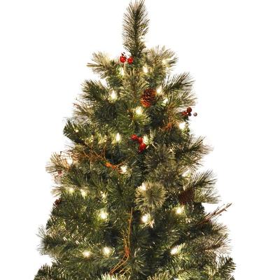 China Chirstmas Decor 4ft Entrees Pot Pre-Bed Christmas Tree, with cashmere mixed tips, cone and berry for sale