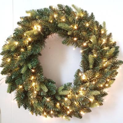 China Home Festival Decoration Christmas Wreath With PE Tips With Lights for sale