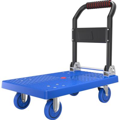 China Industrial Factory Direct Wholesale Foldable Plastic Platform Trolley Hand Truck Carts for sale