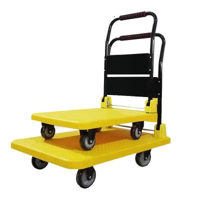 China ZhiYue China Supplier Industrial Folding Handle Platform Hand Trolley Transport Cargo Hand Truck Truck For Warehouse for sale