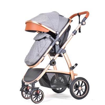 China Baby Carriage Infant Pram Canvas Foldable Baby Stroller 3 in 1 Deluxe Strollers for sale