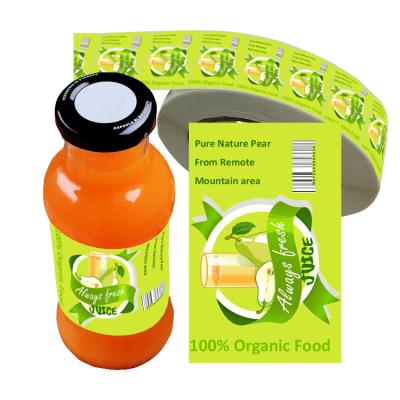 China Scratch off fast delivery jar orange juice drink fruit food bottle label bottels waterproof stickers printing for bottles for sale