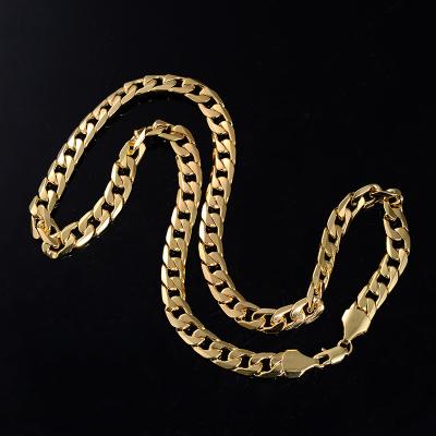 China Vintage Hip Hop NK Jewelry Shiny Polished Elegant Classic Chain Top Gold Plated Fashion Cuban Chain Necklace for sale