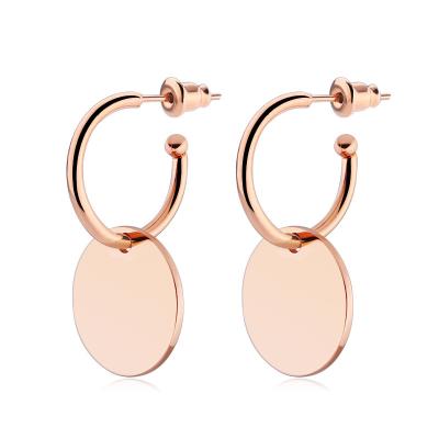 China Fashion TRENDY Wholesale Custom Round Disc Stainless Steel Stud Dangle Earrings For Women for sale