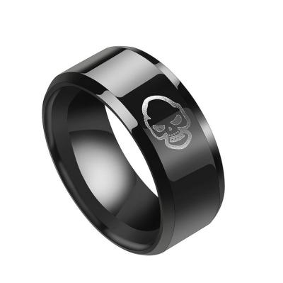 China Environmental Friendly Black Jewelry Men's Black Skull Fashion Gun Plated Stainless Steel Rings for sale