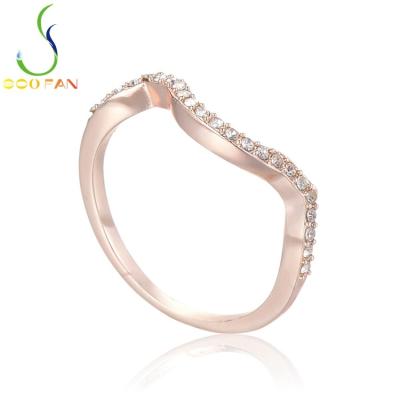 China Environmental Friendly Fashion Wave CZ Zircon Simple Rose Gold Plated Zinc-Copper Alloy Rings For Women Micro Insert Jewelry for sale