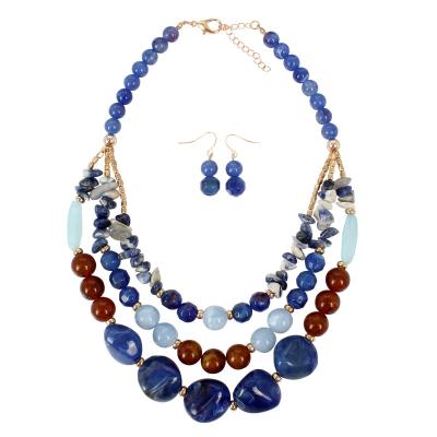 China Wholesale High Quality Europe and American Multi Layered Shell Acrylic Beaded Earring Necklace Pendant Set for sale