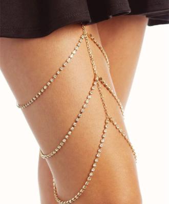 China Newest Sexy Wholesale Fashion Gold Body Chain Jewelry Rhinestone Leg Chain For Women for sale