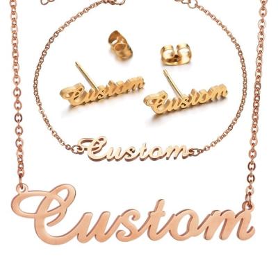 China Environmental Friendly Customized DIY Letters Chains Earrings Bracelets Stainless Steel Pendant Necklaces For Men Women Custom Design Jewelry for sale