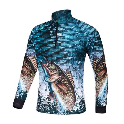 China Custom High Quality Antibacterial UV Protection UPF50 Quick-drying Long Sleeve Full Sublimation Fishing Shirt for sale