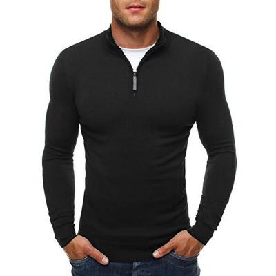 China Anti-wrinkle custom men's casual zipper turtle quarter neck knitted sweaters slim fit long sleeve knitwear solid sweatshirts for sale