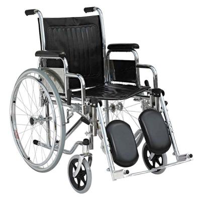 China Disabled Sale Powder Coating Steel Frame Manual Light Weight With Widened Seat Folding Portable Steel Wheelchair for sale