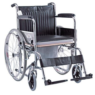 China Durable Aluminum Steel Hospital Commode Mobile Wheelchair With Wheels Toilet Chair For Elderly Handicapped for sale