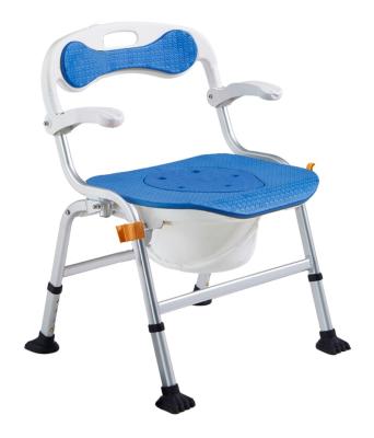 China Aluminum Aluminum Shower Chair With Bucket Bath Bench For Disable People Hospital Use Manual Chair Aluminum Commode Chair for sale