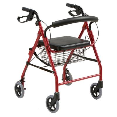 China Aluminum Mobility Aid Four Wheel Folding Aluminum Shopping Bag With Seat For Medical Disable Knee Scooter Walker Rollator for sale