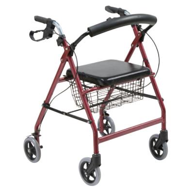 China Lightweight Aluminum Foldable Aluminum For Elderly And Disabled People Wheels With qheele Four Seat Lightweight Foldable Rollator Walker for sale