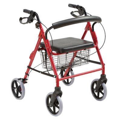 China Lightweight Foldable Four Wheel Top Rolling Rollator Aluminum Folding Shopping Basket Walker Large Helper Aluminum Trolley Walker for sale